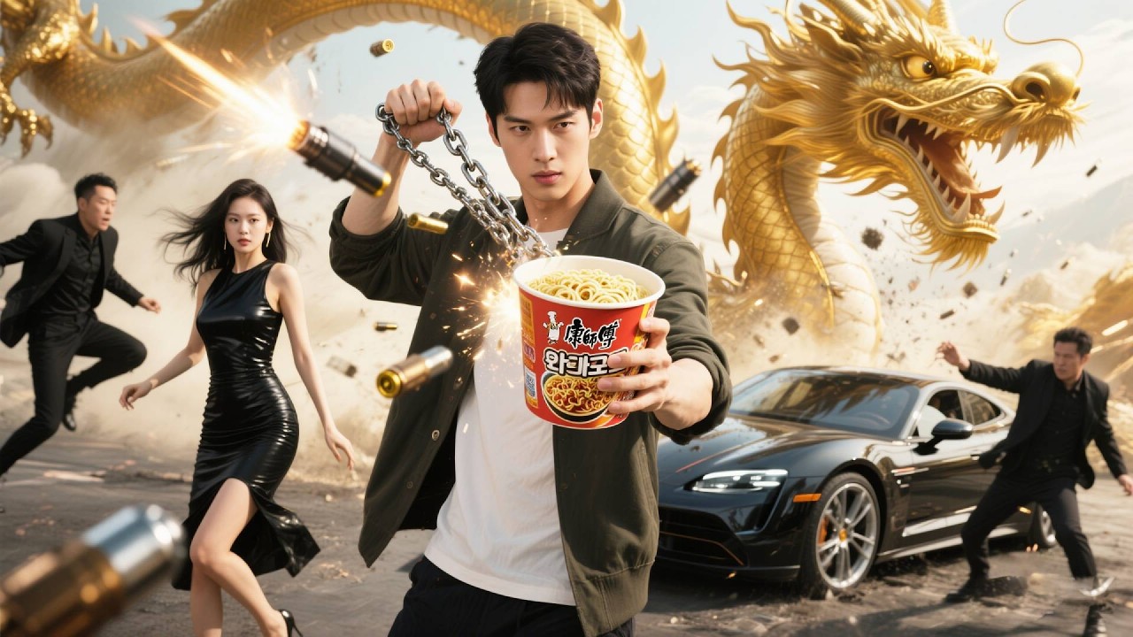 美女CEO襲撃！貧乏青年がカップ麺で悪党を瞬殺、麺クズ一投で制圧！