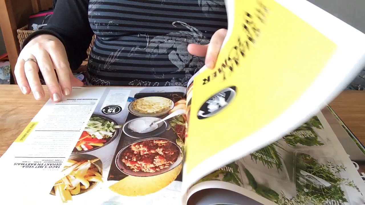 ASMR page turning magazines and cutting out recipes