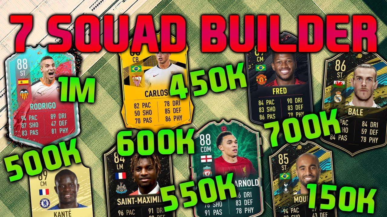 FIFA 20 SQUAD BUILDER 150K 450K 500K 550K 600K 700K 1M HYBRID SQUAD BUILDER FUT CHAMPIONS TEAMS