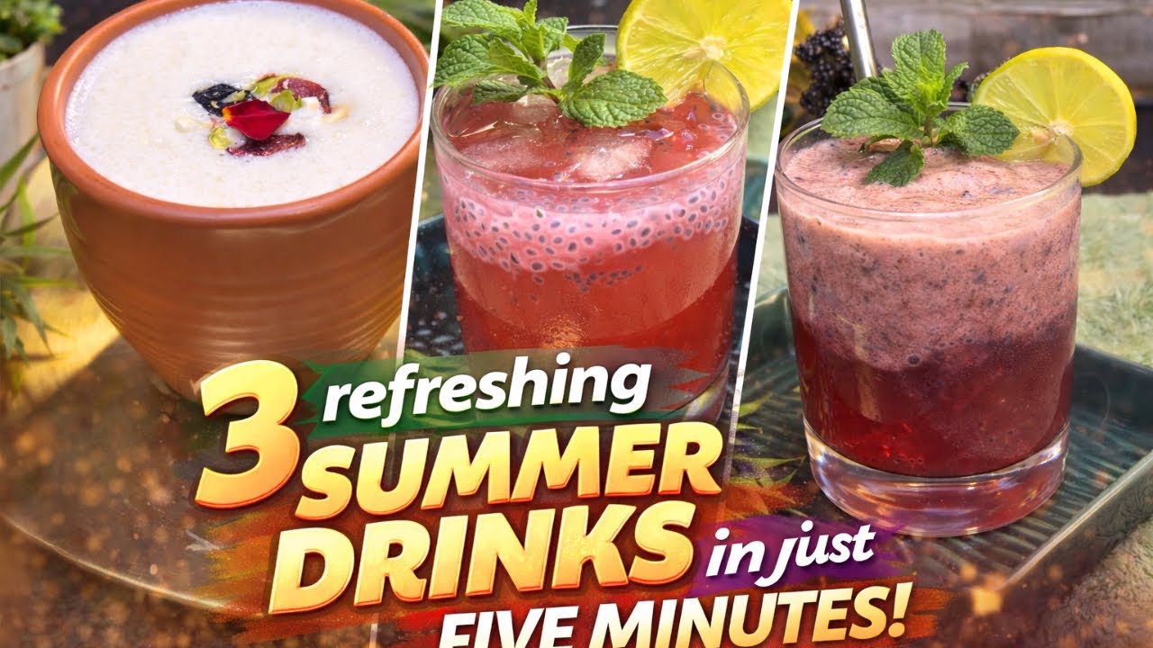 3 Refreshing Summer Drinks in Just 5 Minutes | Easy Homemade Cooling Drinks |