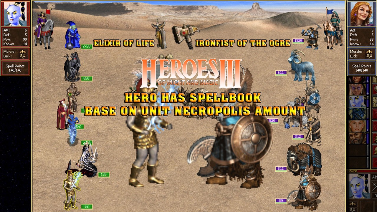Heroes 3 COMBAT One year growth BASE ON NCROPOLIS UNIT Tower vs Bulwark Artifact HoTA v1.8 spells