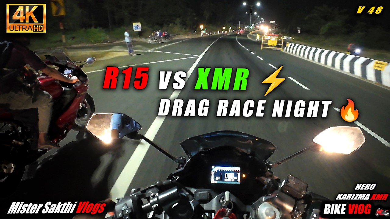 Night Bike Ride 4K | Karizma XMR vs Yamaha R15 Drag Race 🔥 | High Speed Ride | Mister Sakthi Vlogs