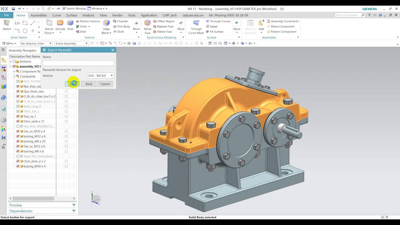 [NX_Tips 5] Xuất file NX sang AutoCAD, xuất file NX sang Solidwork, Catia