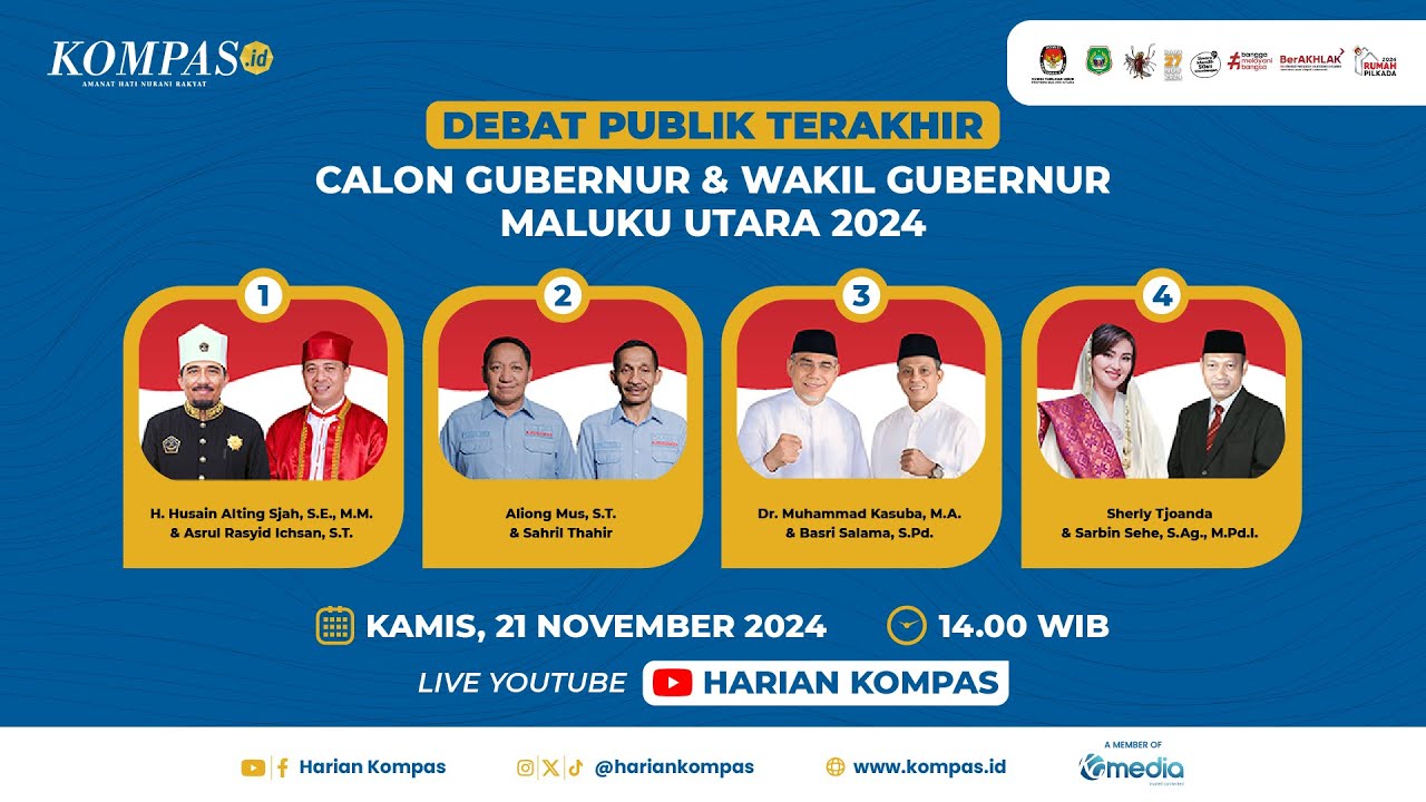LIVE: Debat Publik Calon Gubernur dan Wakil Gubernur Provinsi Maluku Utara 2024