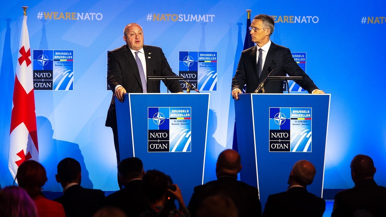 NATO Secretary General with the President of Georgia at NATO Summit Brussels, 12 JUL 2018