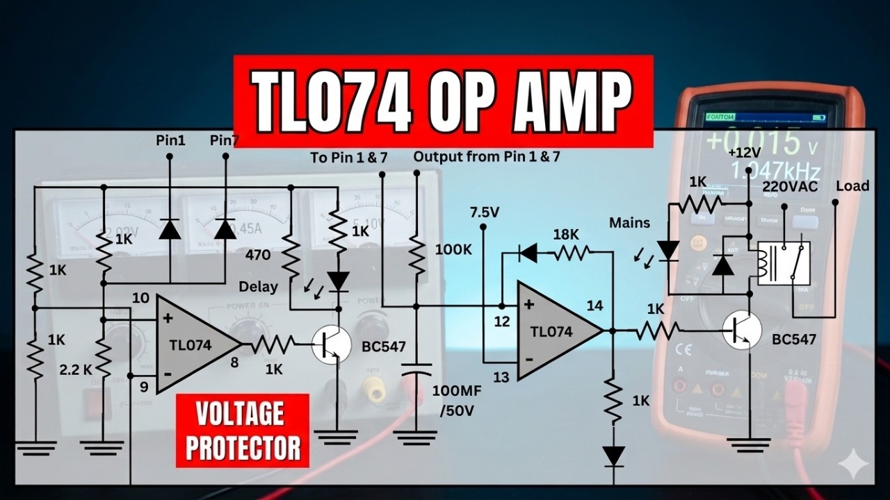 TL074 Op amp | Voltage Protector | TL074 Circuit