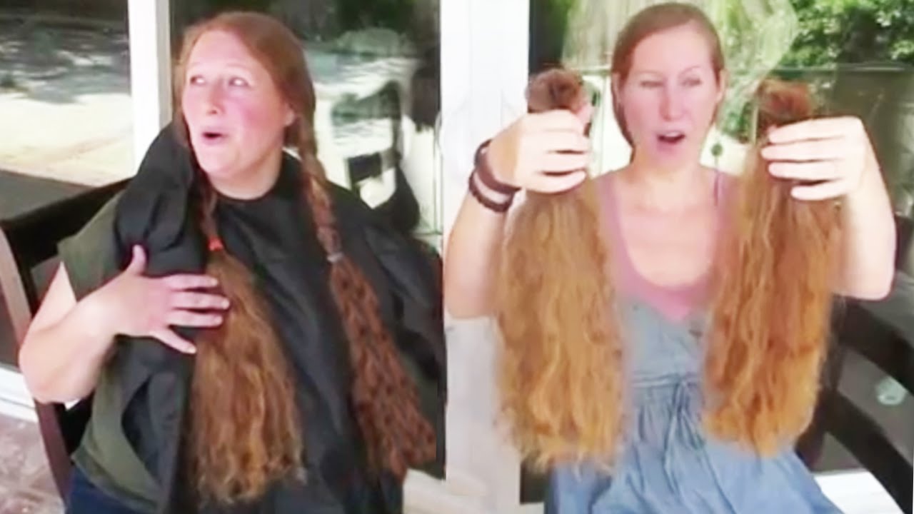 SISTERS CUT EACH OTHERS' LONG RED HAIR TO DONATE OVER 28