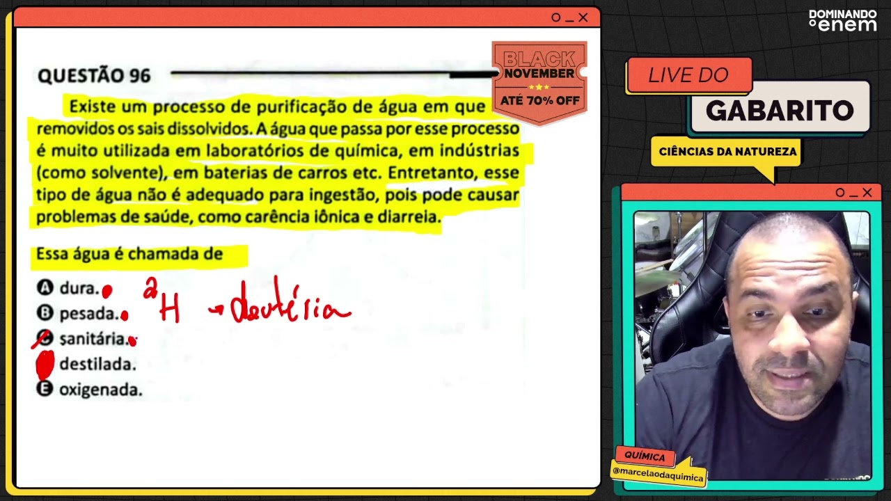 ENEM 2025: Existe um processo de purificação de água em que são removidos os sais dissolvidos A água