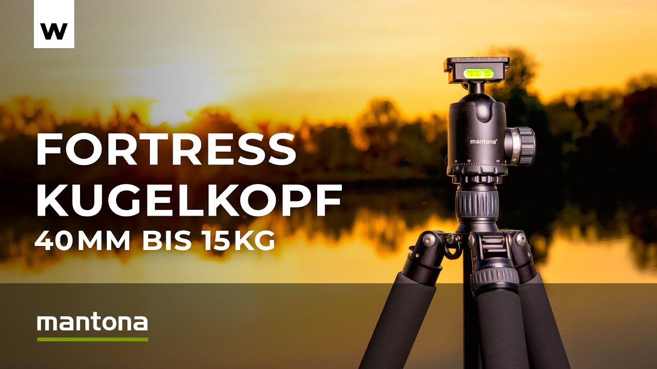 Mantona Fortress Kugelkopf 40mm - 15 kg Traglast, Panorama & Arca-Swiss | Stativkopf