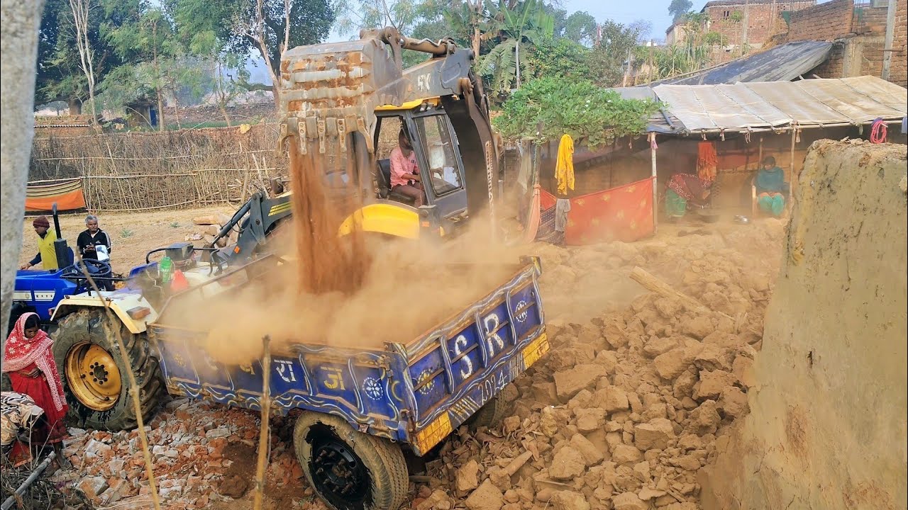 Loading Soil into a Tractor Trailer | Construction Work in a Rural Village | Village Work