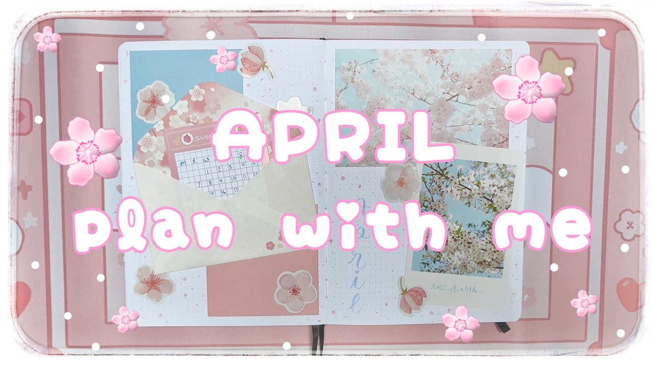 April plan with me (asmr) | bullet journal | sakura (cherry blossom) theme 🌸