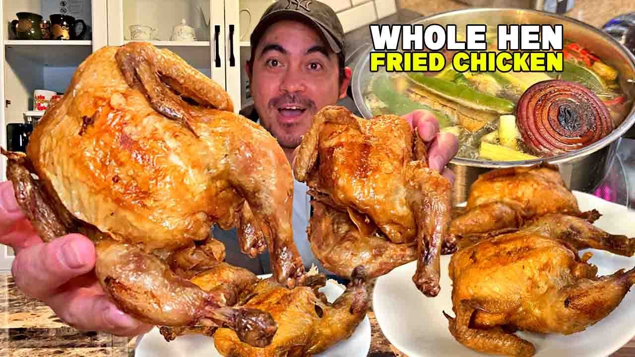 Golden WHOLE Hen FRIED CHICKEN!