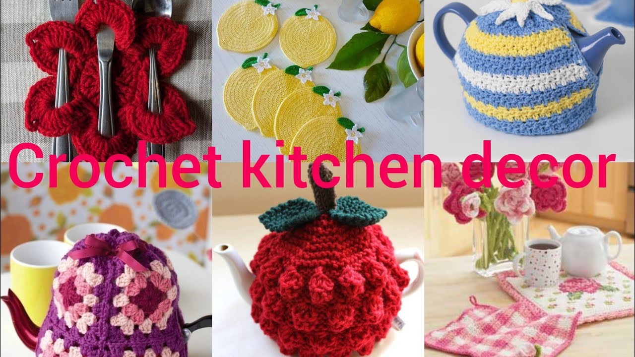 kitchen decor with crochet accessories//unique crochet accessories//home decor