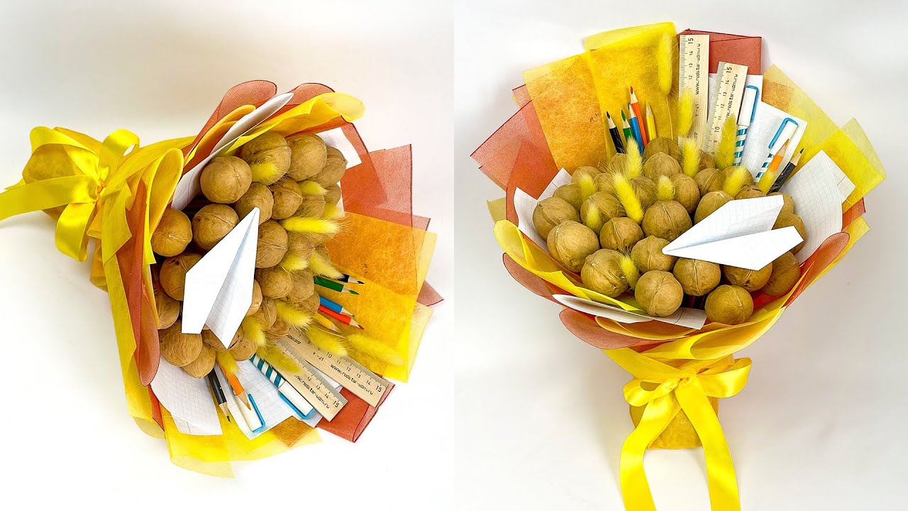 Букет из орехов на 1 сентября своими руками. #Подарки и #поделки для учителя. #Handmade Buket7ruTV