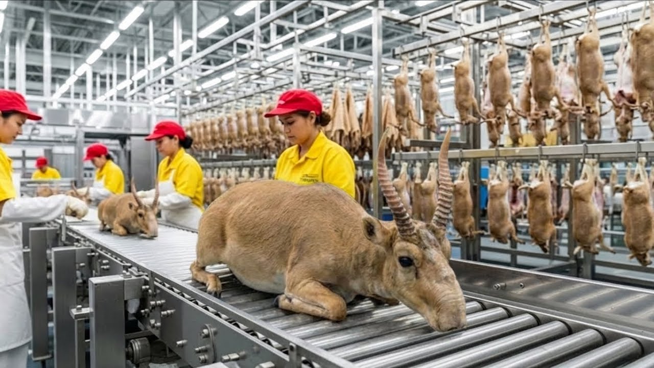 Inside the Saiga Antelope Factory: From Wild Steppe to Luxury Steak (Full Process)