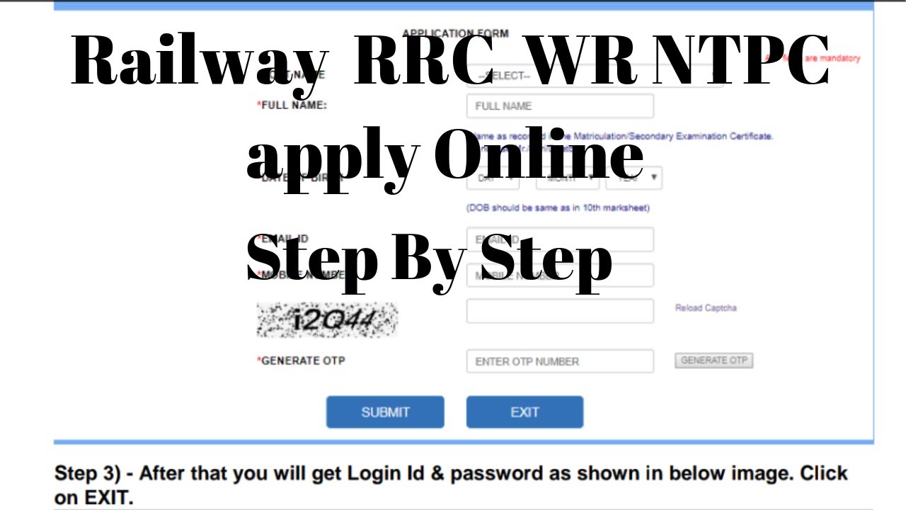 Railway RRC WR NTPC apply Online form step by step | Notification | MANI track |