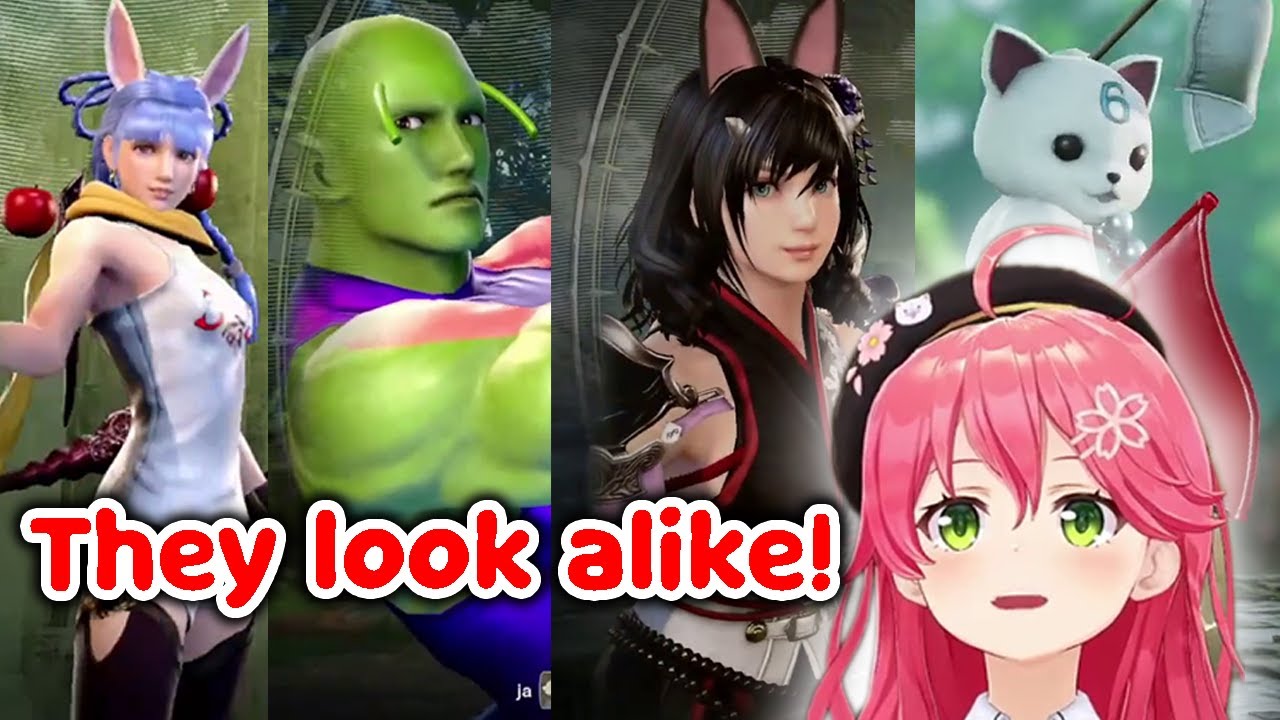 Miko can't stop laughing at Soul Calibur characters that look alike to the original characters