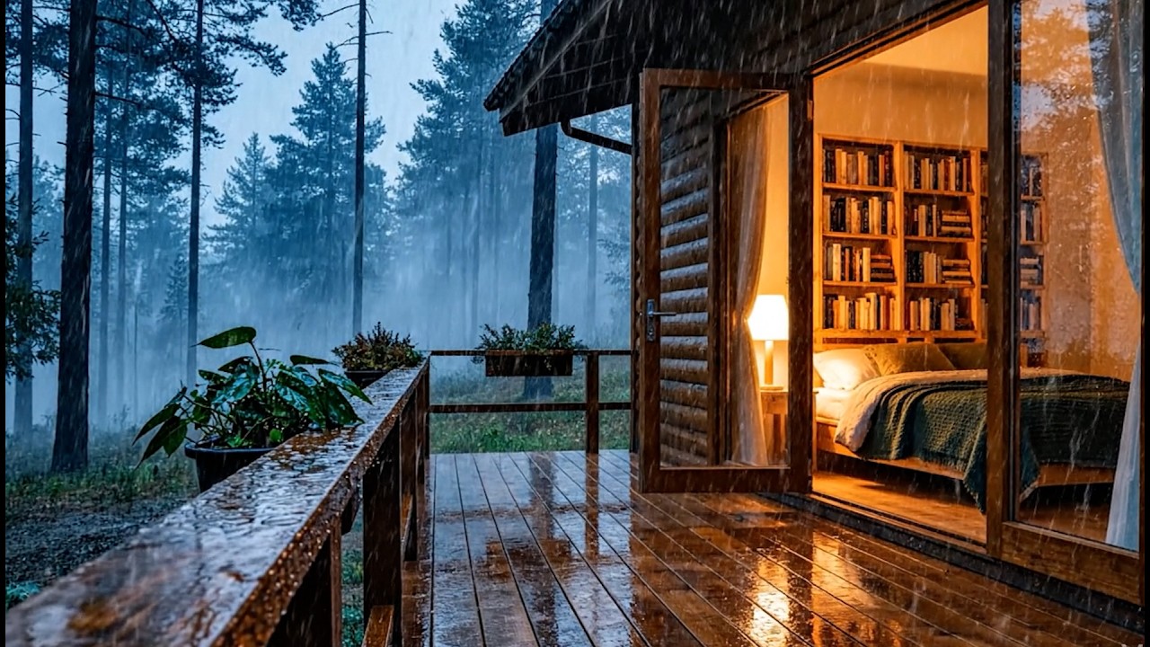 🌧️Relaxing Rainstorm at a Cozy Forest Cabin | Sleep, Study & Meditation