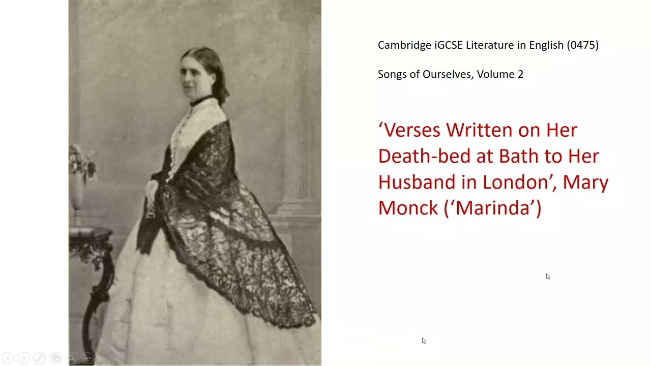 ‘Verses Written on Her Death-bed at Bath to Her Husband in London’ - Mary Monck ('Marinda') REVISION