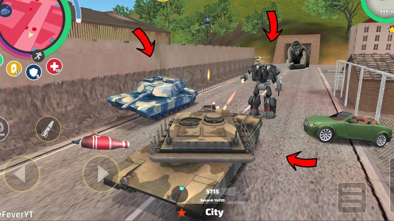 Rope Hero Vice Town - (Brown Army Tank Fight Police Car Robot) Dual Army Tank Fight Car Robot - HD