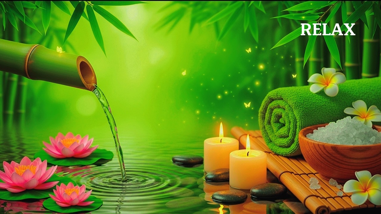 Soothing Spa Piano Music 🌿 Relaxing Sleep Music & Nature Sounds, Bamboo Water Fountain