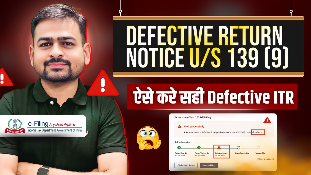 Defective Return Notice issued u/s 139(9) | Defective Return 2025-26 | Rectify Defective Return ITR