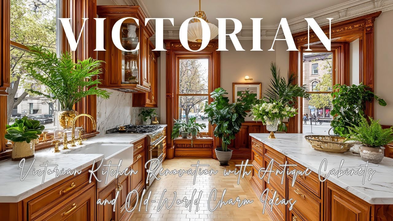Victorian Kitchen Renovation with Antique Cabinets and Old-World Charm Ideas