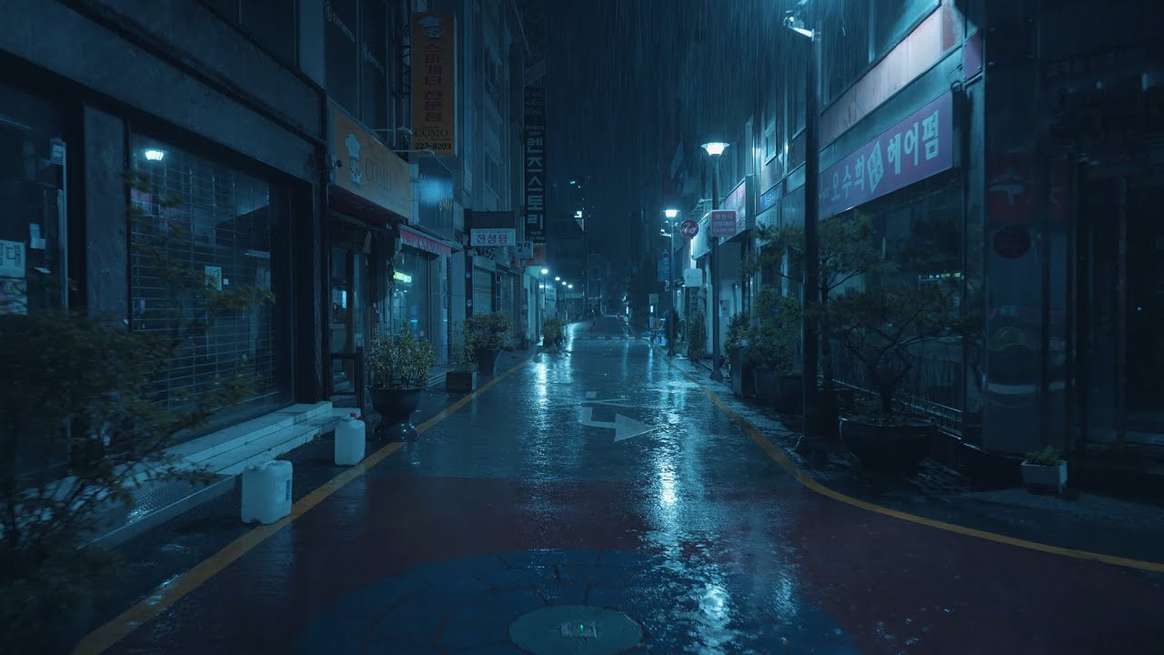 [4K] Летний дождь внезапно пролился в переулке на рассвете, звук дождя ASMR