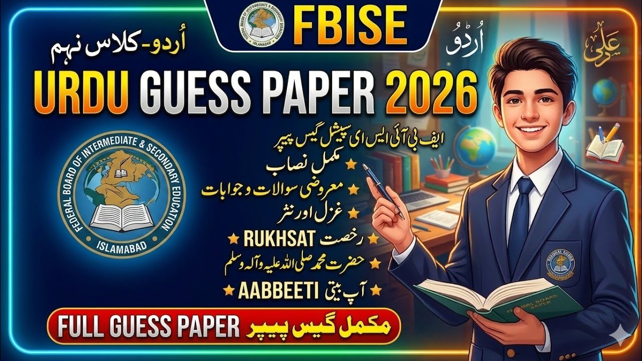 Class 9th Urdu Guess Paper 2026 FBISE| Class 9th Urdu Most Important Question FbISE 2026