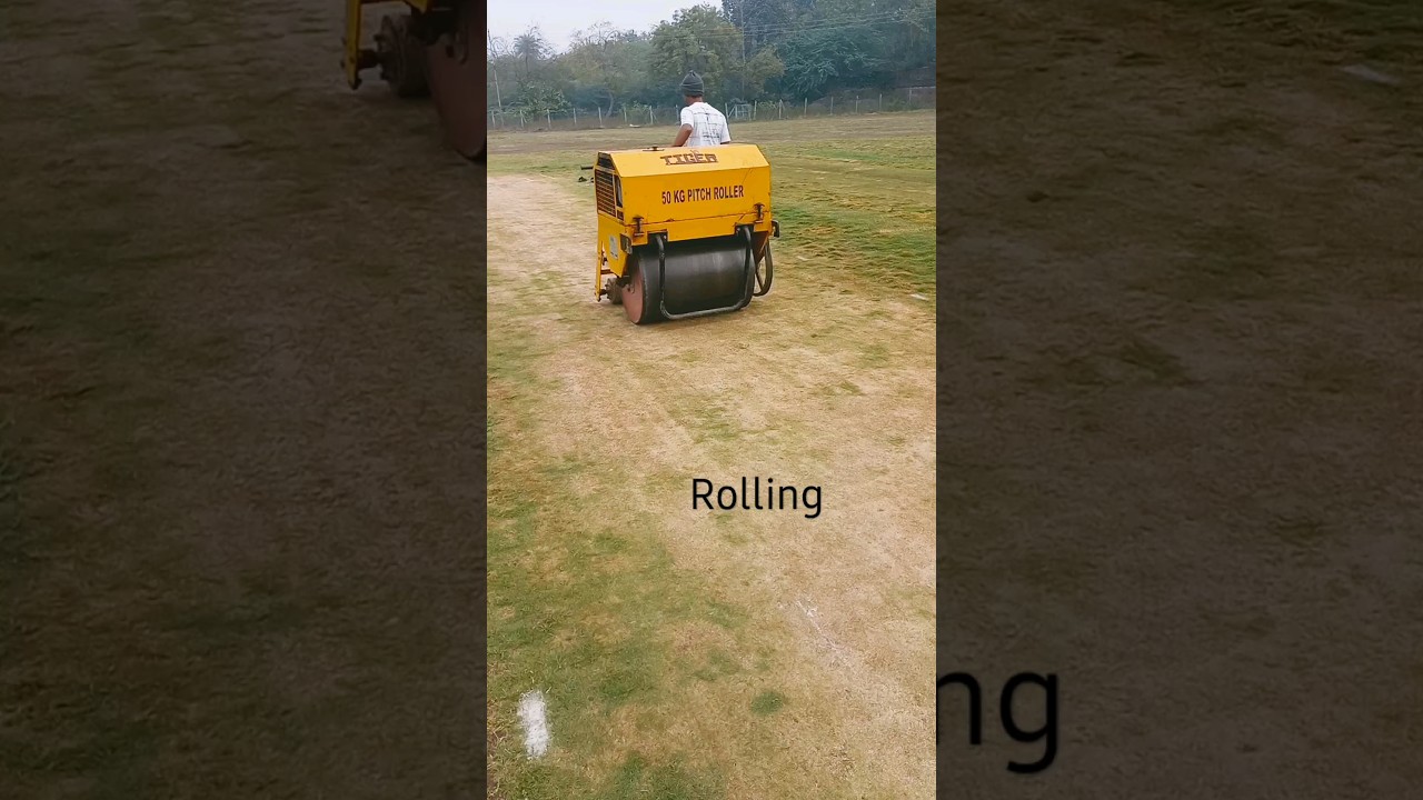 Rolling of the pitch done by groundsman  using 750 kg roller. #groundsmen#cricket #pitch#wardha#