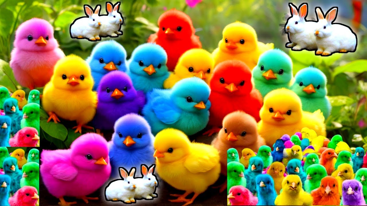 Cute Animals, World Cute Chickens, Colorful Chickens, Rainbows Chickens, Cute Ducks, Cat, Rabbit