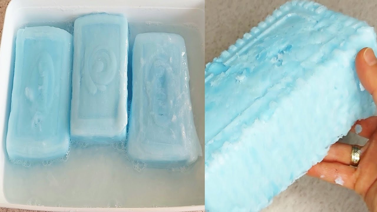 ASMR Super Soaked Blue Soap💙💙💙Great Sounds,Mushy Soap,Recycled Soap,Relaxing Video