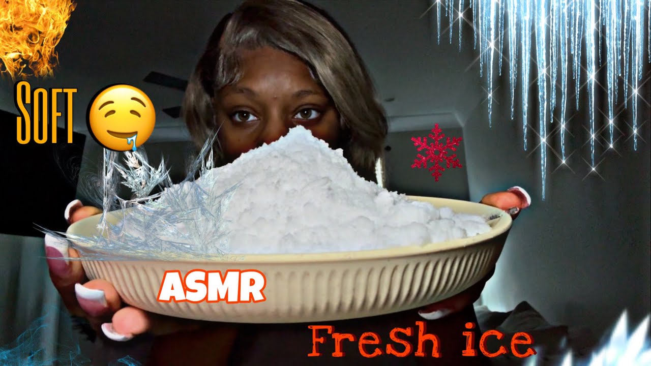 Soft fresh ICE EATING ASMR | frosty chunks, wall scrape , eating with hands