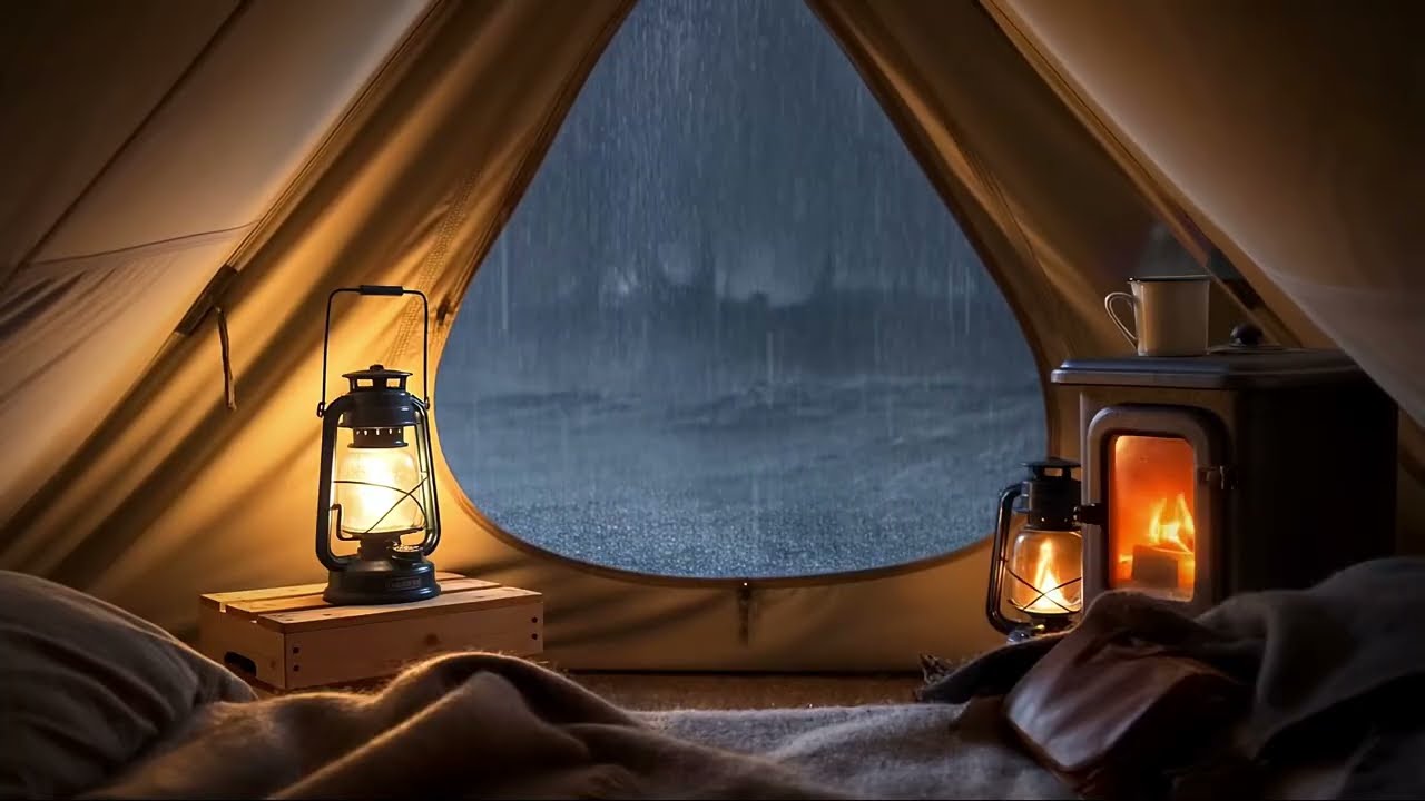 Cozy Tent, Listening to Rain Sound for Sleeping as Background Ambient Helps Aid Insomnia & Healing