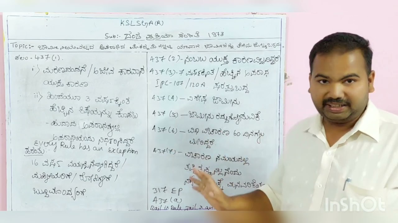 CrPC Bail in Non bailable offence, Sec 436 to 439 part 1 in kannada language #kslu