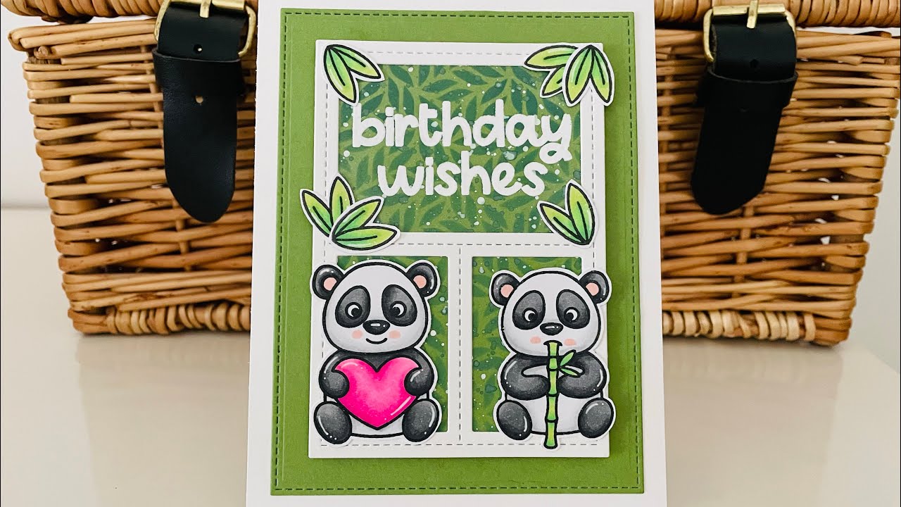 A playful panda card featuring Pawsome Stamps