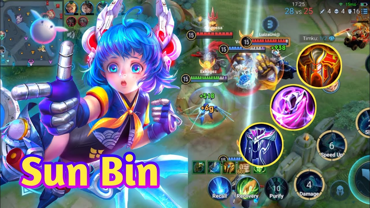 Sun Bin Honor of Kings Best Roamer Meta | 80% Team Fight | Best Build & Arcana