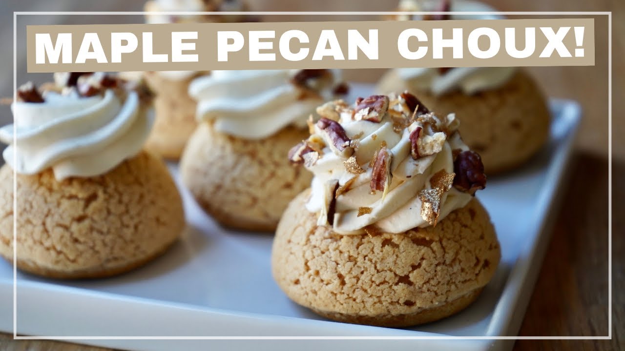Maple Pecan Choux | Bourbon Maple Pastry Cream with Pecan Praline and Maple Mascarpone Cream