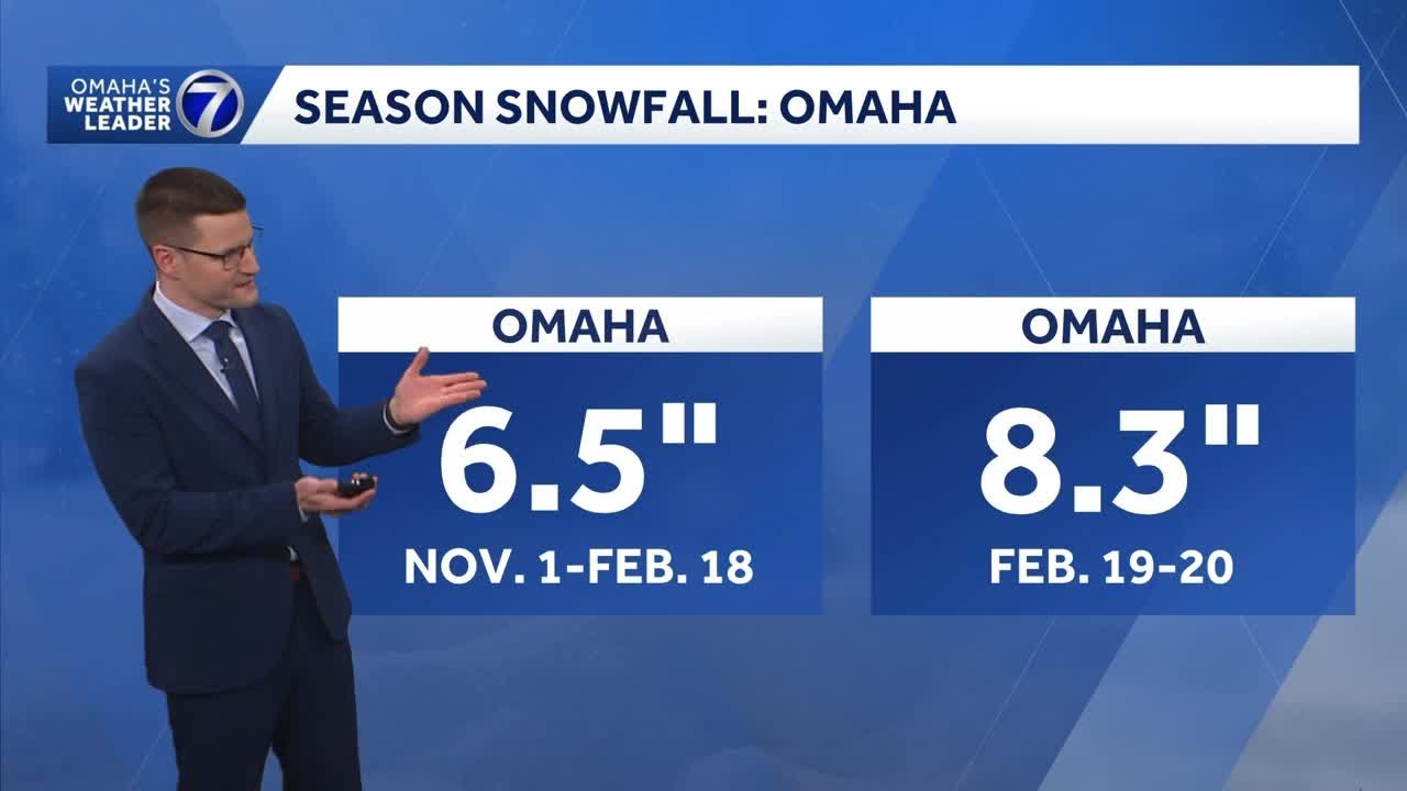Significant snowfall reports from Thursday's winter storm in Nebraska, Iowa