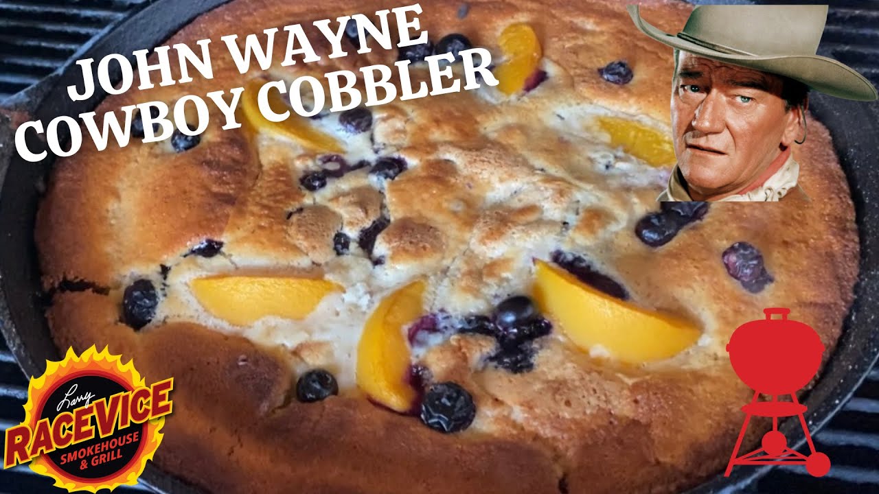 DELICIOUS John Wayne Cowboy Cobbler (Peach and Blueberry) cooked on the Weber Kettle!