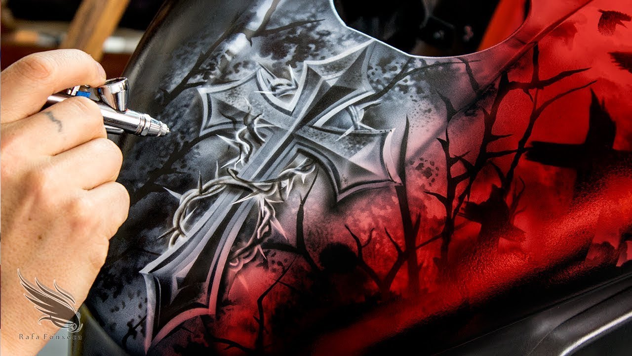Airbrush Mortorcycle Golgotha Jesus I Need You Now