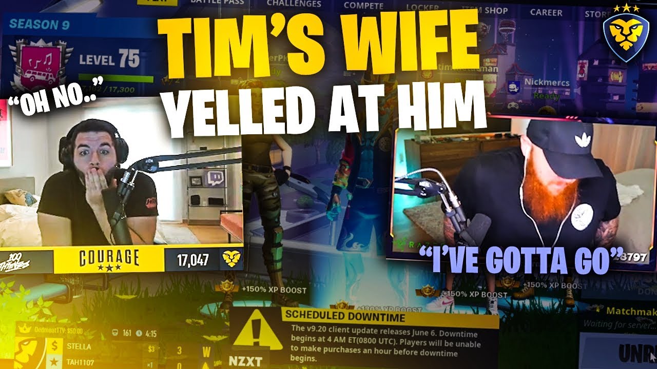 TIM’S WIFE YELLED AT HIM! HE SHUT HIS STREAM OFF! (Fortnite: Battle Royale)