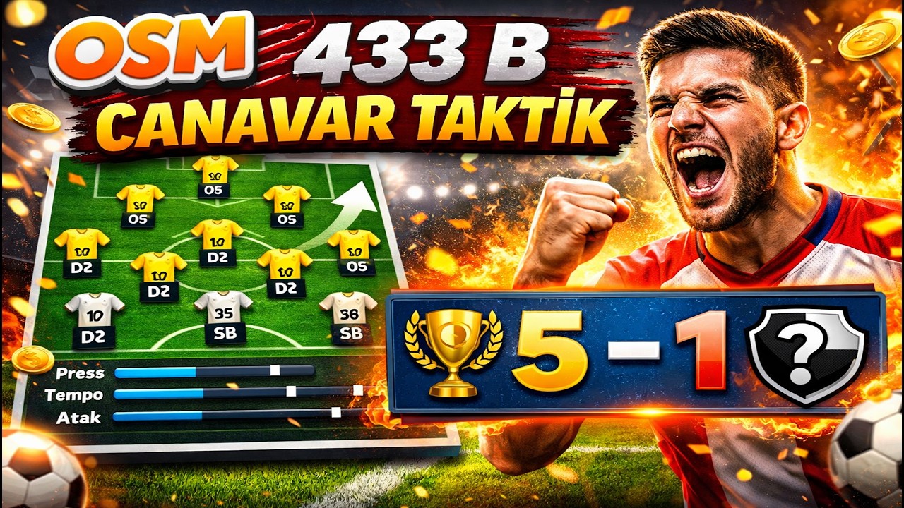 OSM 433 B En Güçlü Taktiğim! Deplasmanda 5-1 Net Galibiyet #osm #onlinesoccermanager