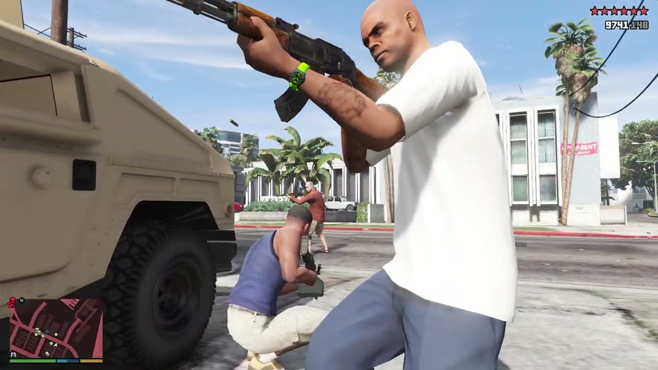 GTA V: Ballas Bar Hideout Epic 10 Star Cop Battle + Escape