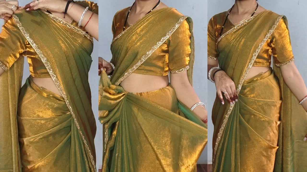 How to make perfect pleats in silk saree draping tutorial for beginner/amazing look an slim-tallest 