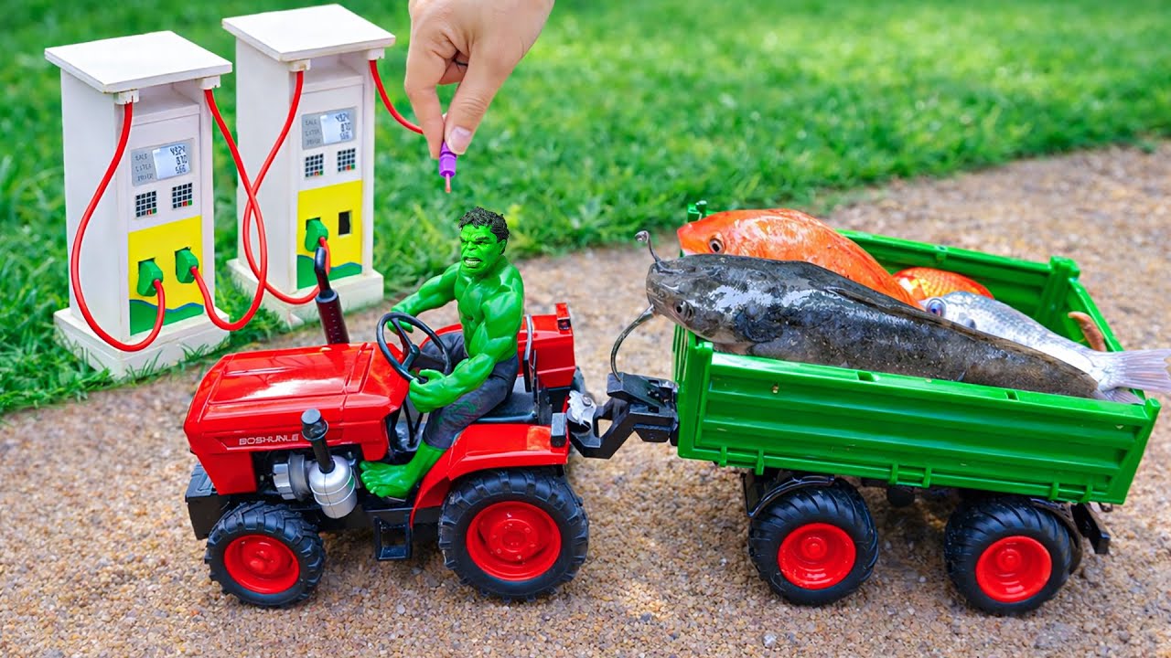 DIY Mini Tractor Catch Fish Using a Mini Water Pump | Science Project | Best tractor video