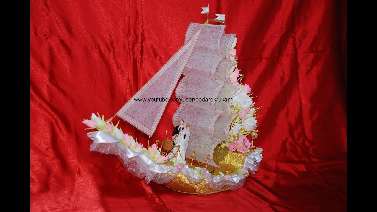 Свадебный корабль из конфет. Мастер-класс. Wedding ship of candy