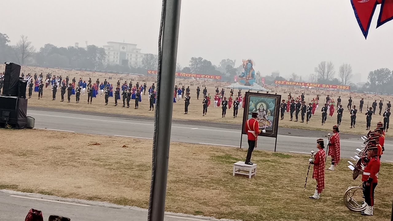 Band display performance of indian and uk Army at tudikhel