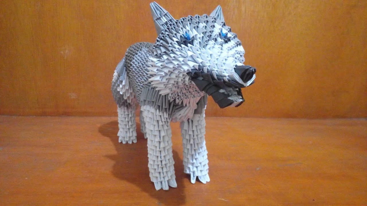 how to make 3d origami wolf dog part 1 - easy