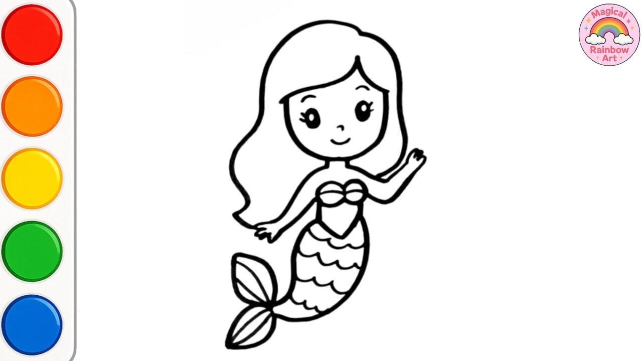 How to Draw a Cute Mermaid Step by Step | Easy Mermaid Drawing for Kids